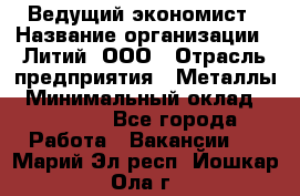 Ведущий экономист › Название организации ­ Литий, ООО › Отрасль предприятия ­ Металлы › Минимальный оклад ­ 24 000 - Все города Работа » Вакансии   . Марий Эл респ.,Йошкар-Ола г.